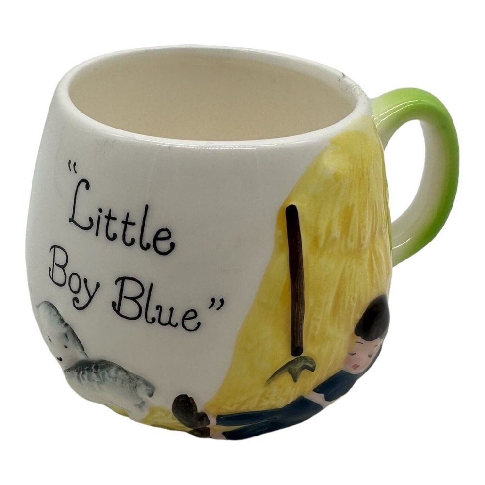 VTG Enesco Little Boy Blue Ceramic‎ Mug Cup Japan Nursery Rhyme 1950's Puppy Dog